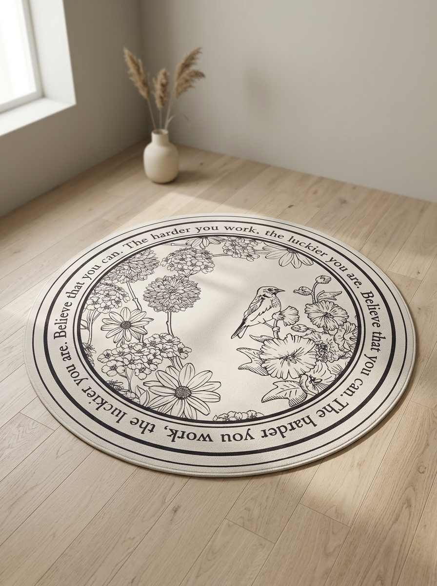 Round Washable Vintage-Style Rug | Living Room