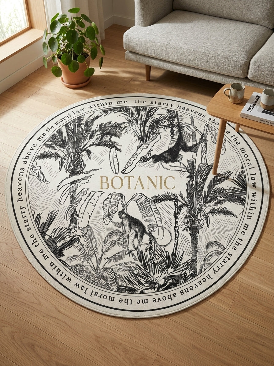 Round Washable Vintage-Style Rug | Living Room