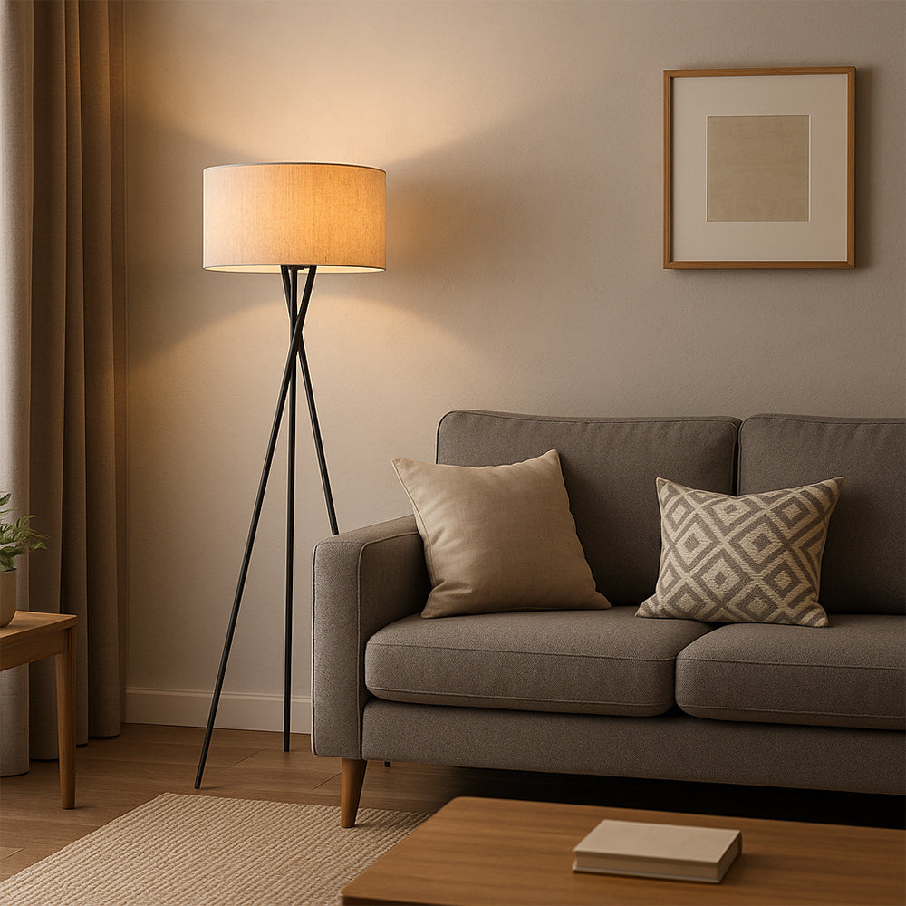 Tripod Fabric Floor Lamp – Modern Minimalist Lighting