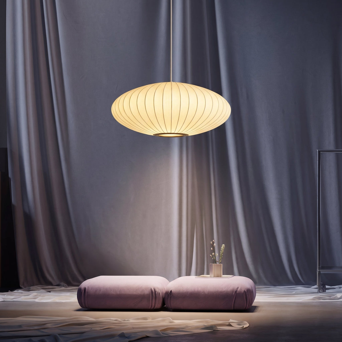 Italian Silk Pendant Light – Elegant Modern Hanging Lighting