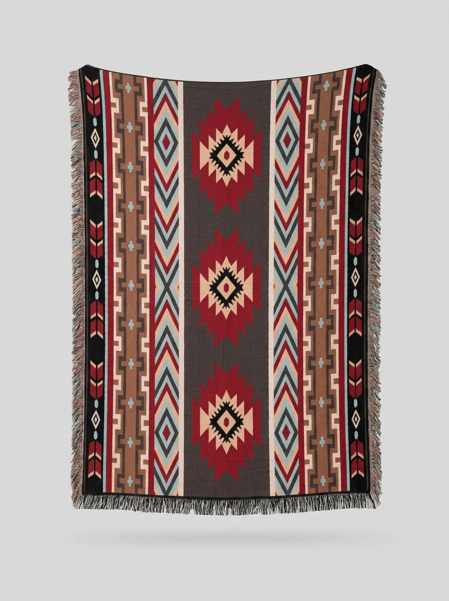 Sofa Throw Boho Fringed Patterned | Large