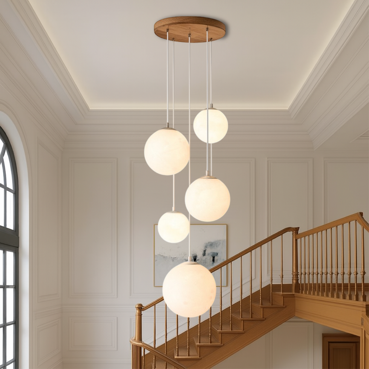 Modern Globe Staircase Chandelier – Cascading LED Pendant Lighting