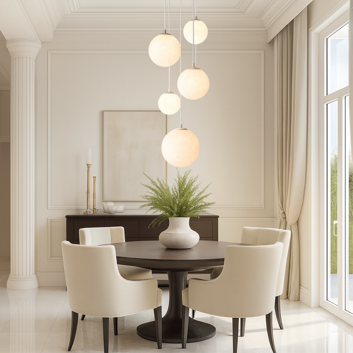 Modern Globe Staircase Chandelier – Cascading LED Pendant Lighting