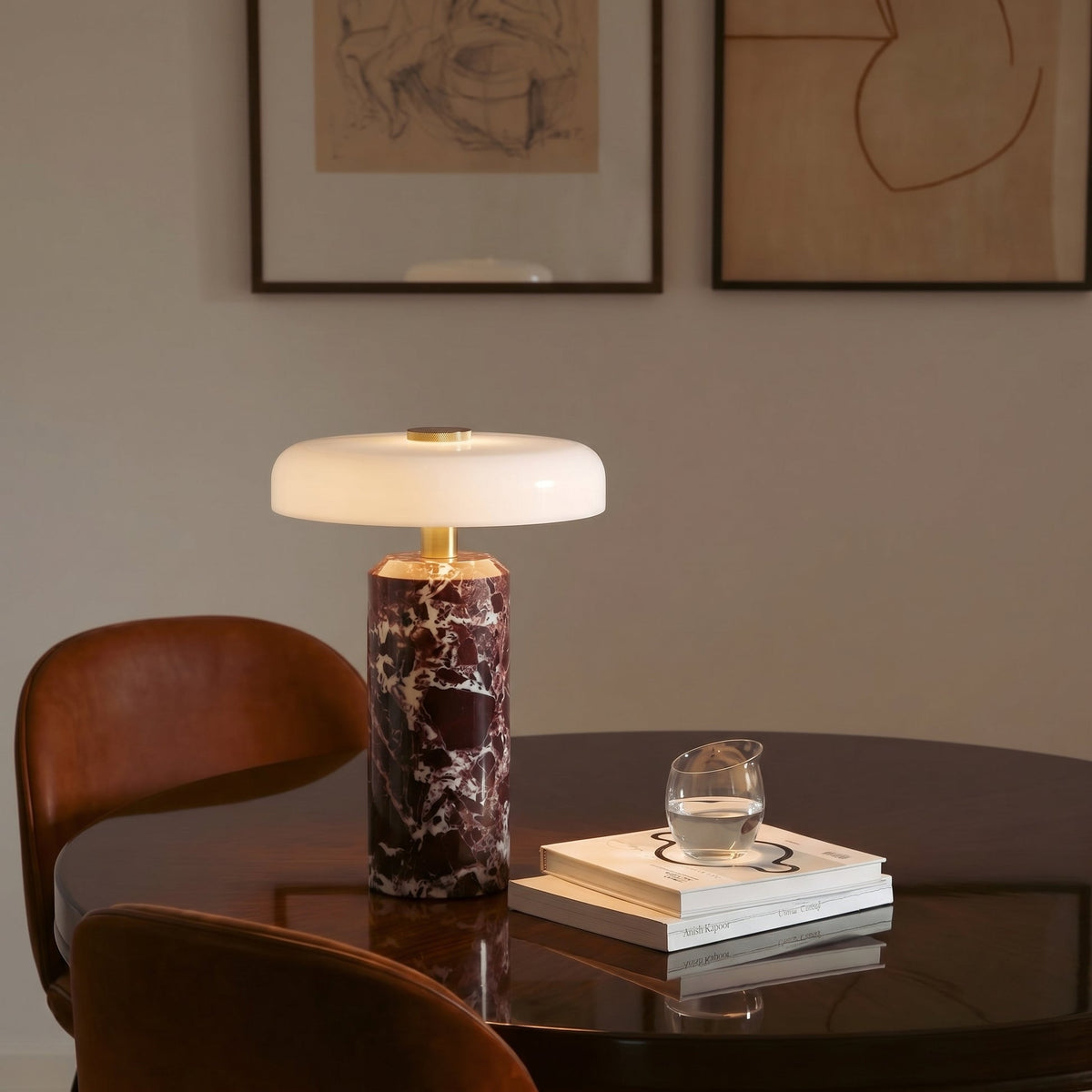Marble Glass Table Lamp – Modern Rechargeable Ambient Lighting