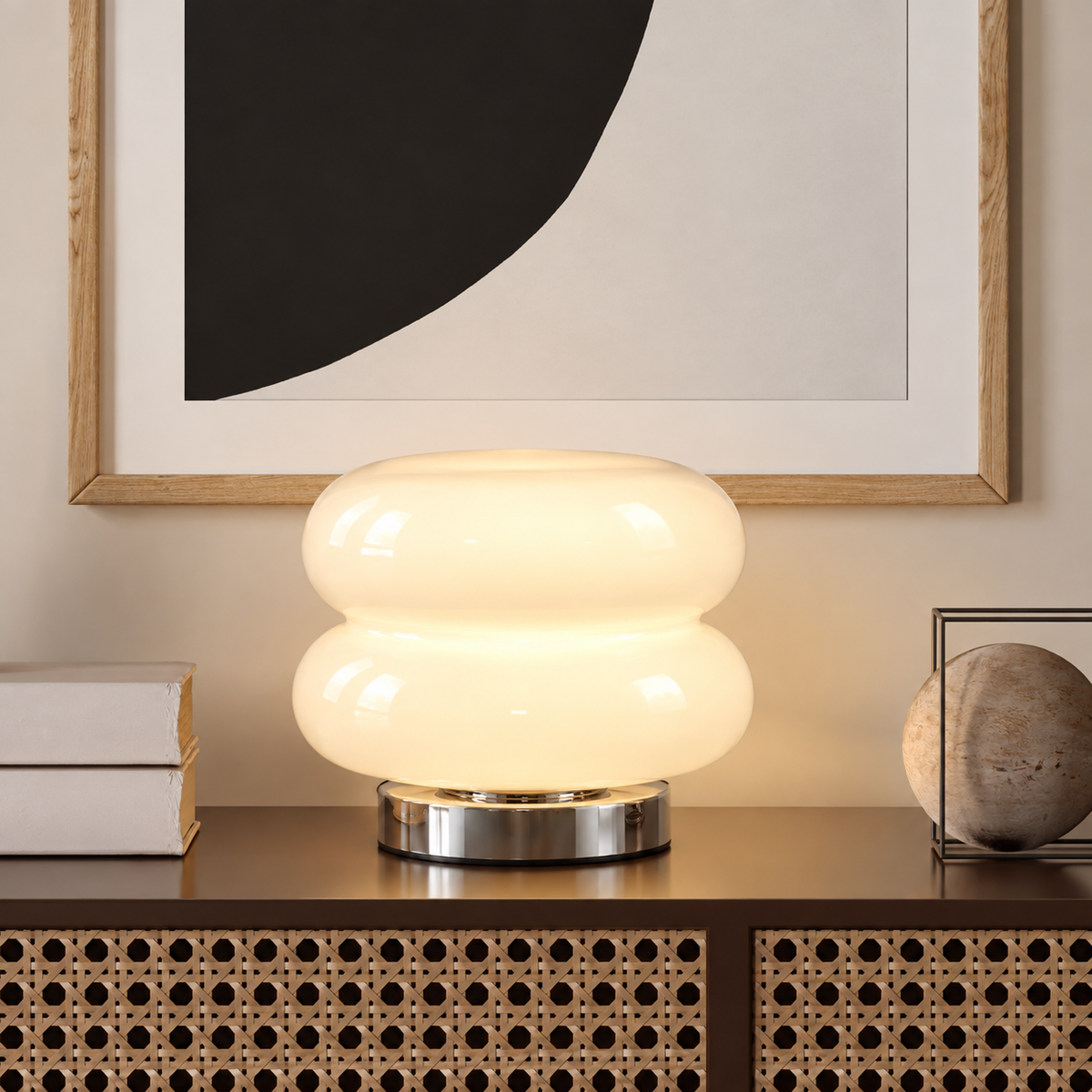 Double-Layer Glass Table Lamp – Retro Bauhaus Lighting