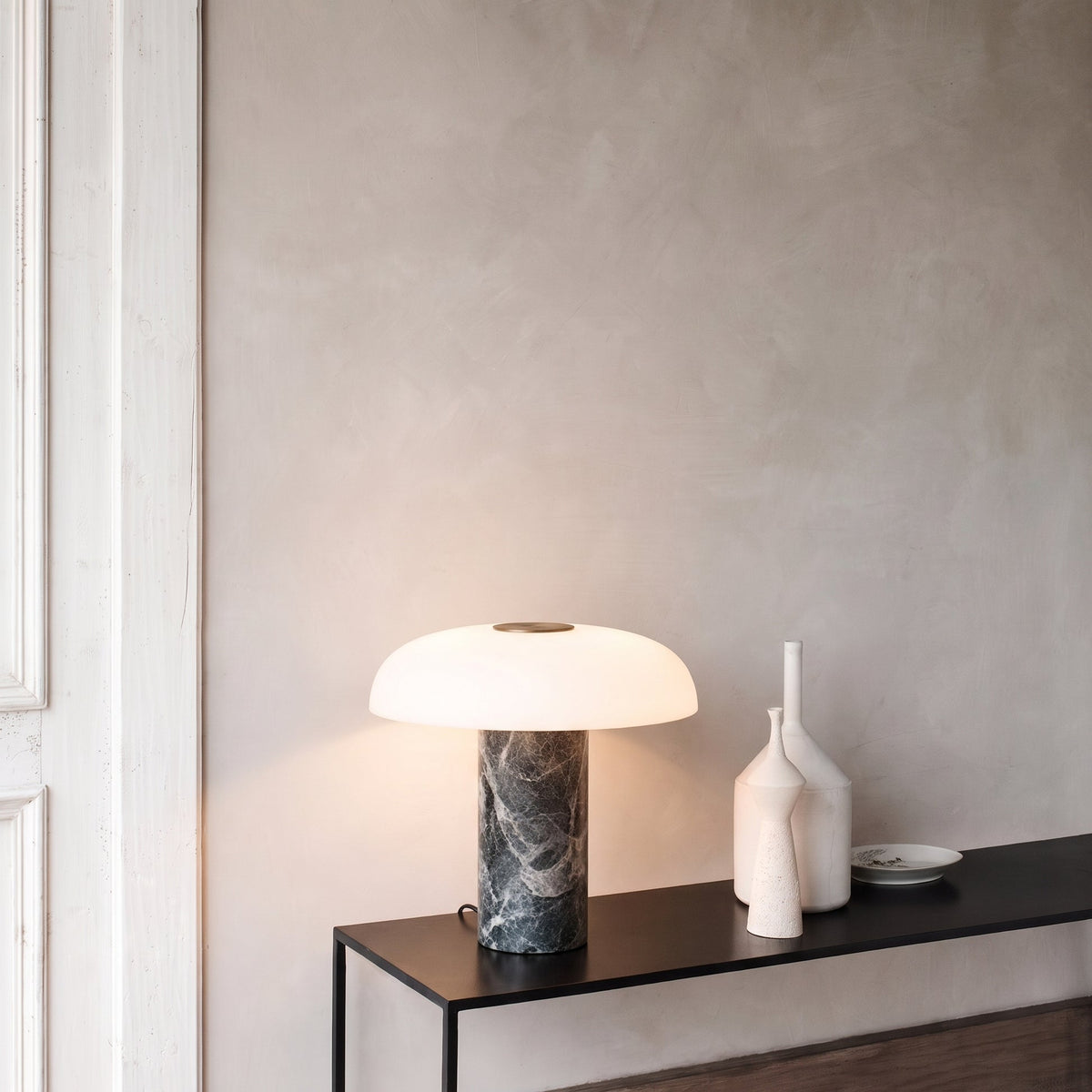 Marble Base Glass Table Lamp – Elegant Mushroom Lighting