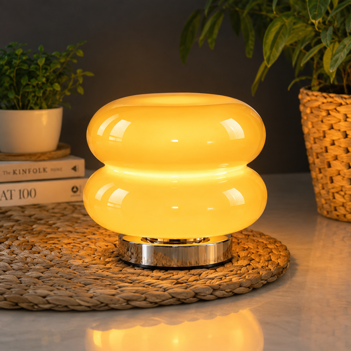 Double-Layer Glass Table Lamp – Retro Bauhaus Lighting