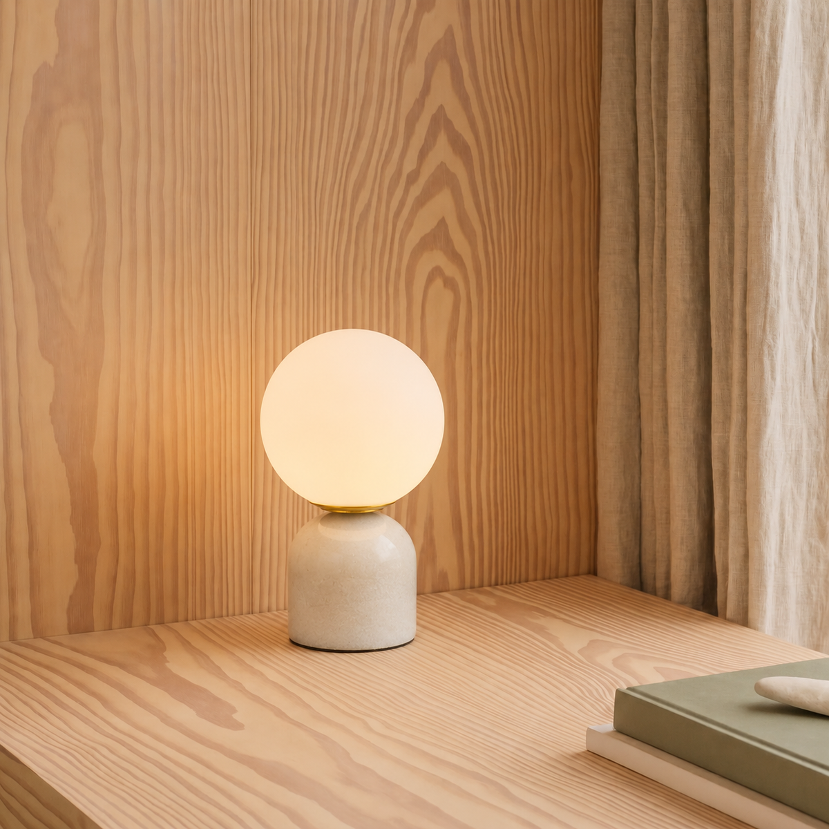 Hindsa Table Lamp – Elegant Marble and Glass Globe Lighting