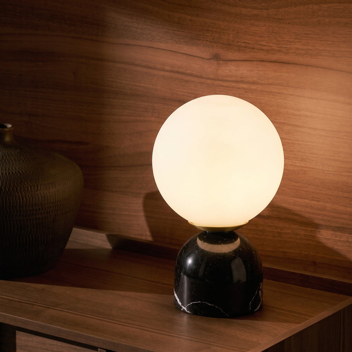 Marble Globe Table Lamp – Minimalist Glass Lighting