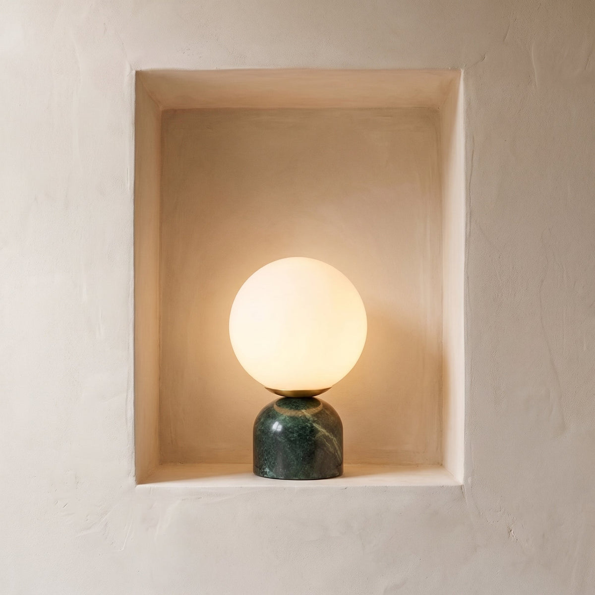 Marble Globe Table Lamp – Minimalist Glass Lighting