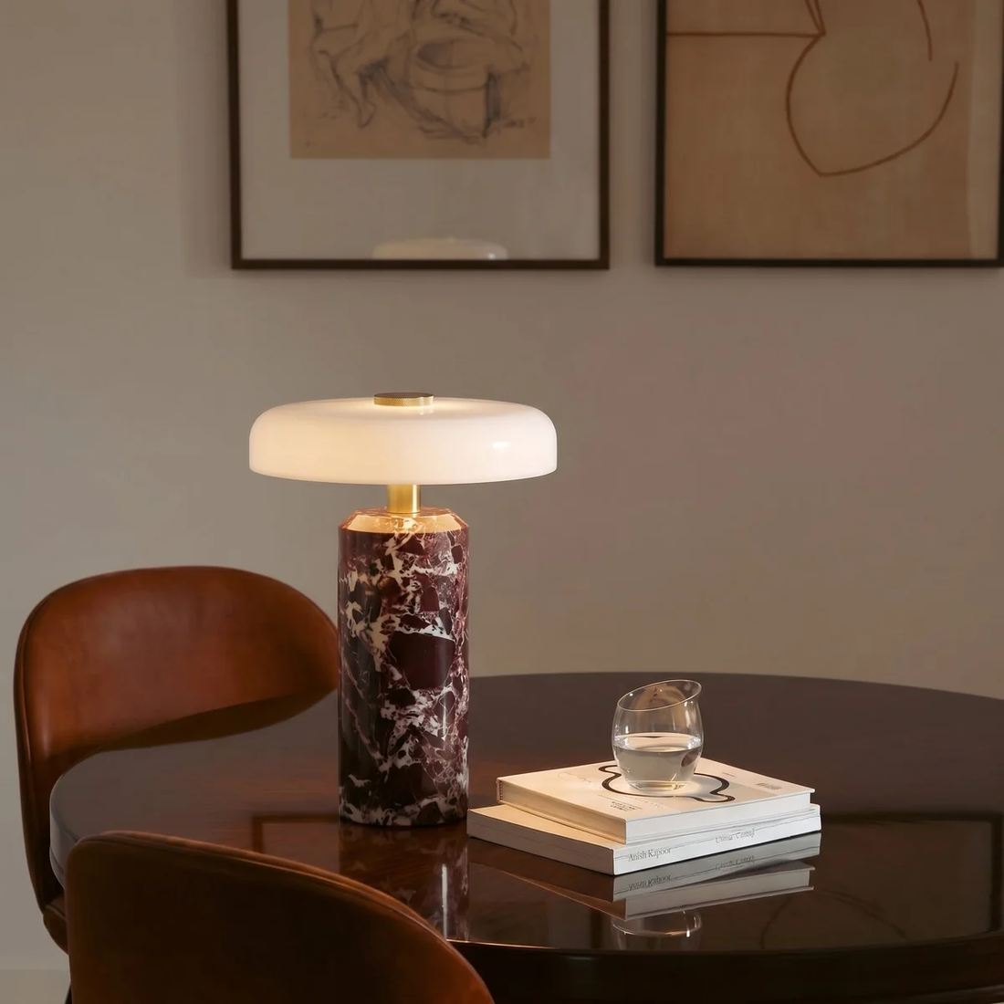 Marble Glass Table Lamp – Modern Rechargeable Ambient Lighting