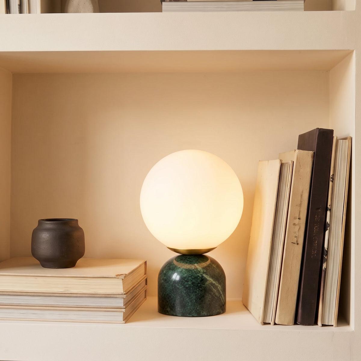 Marble Globe Table Lamp – Minimalist Glass Lighting