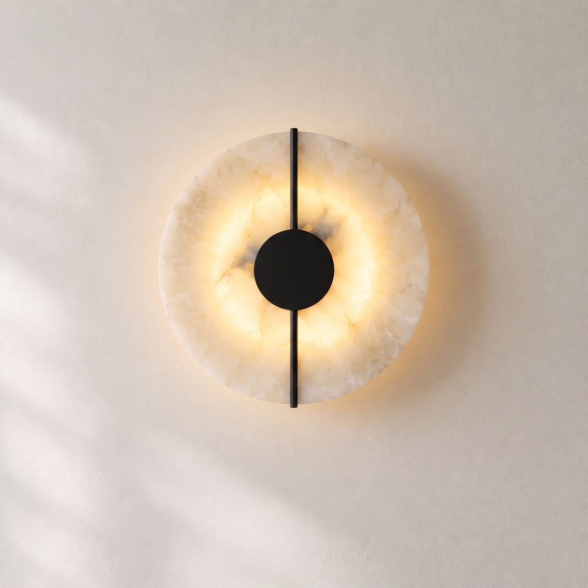 Minimalist Circular Alabaster Marble LED Wall Light