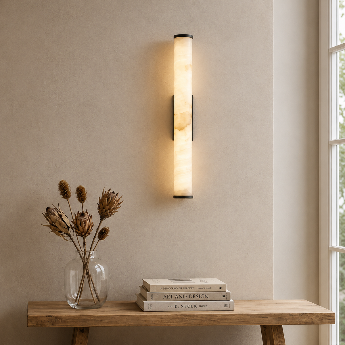 Cylindrical Marble Wall Light – Minimalist LED Lighting