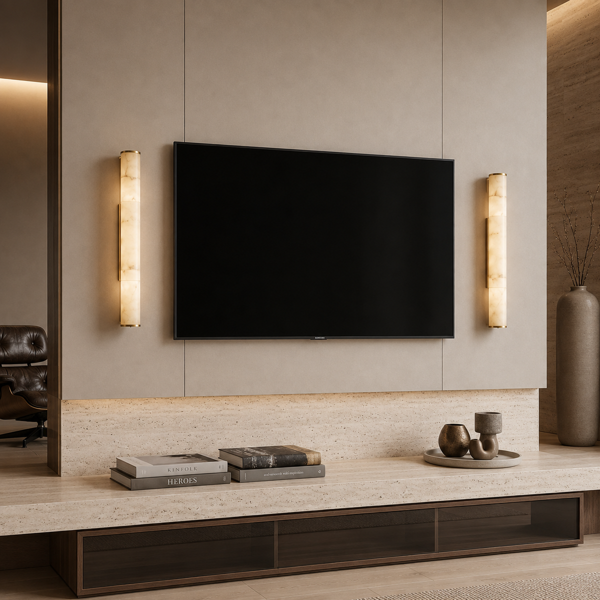 Cylindrical Marble Wall Light – Minimalist LED Lighting
