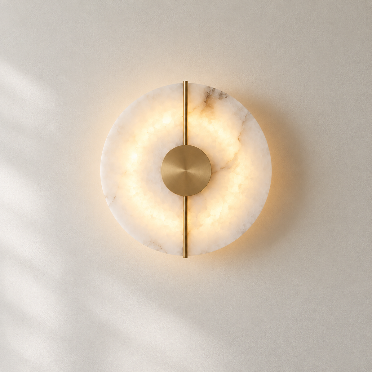 Minimalist Circular Alabaster Marble LED Wall Light