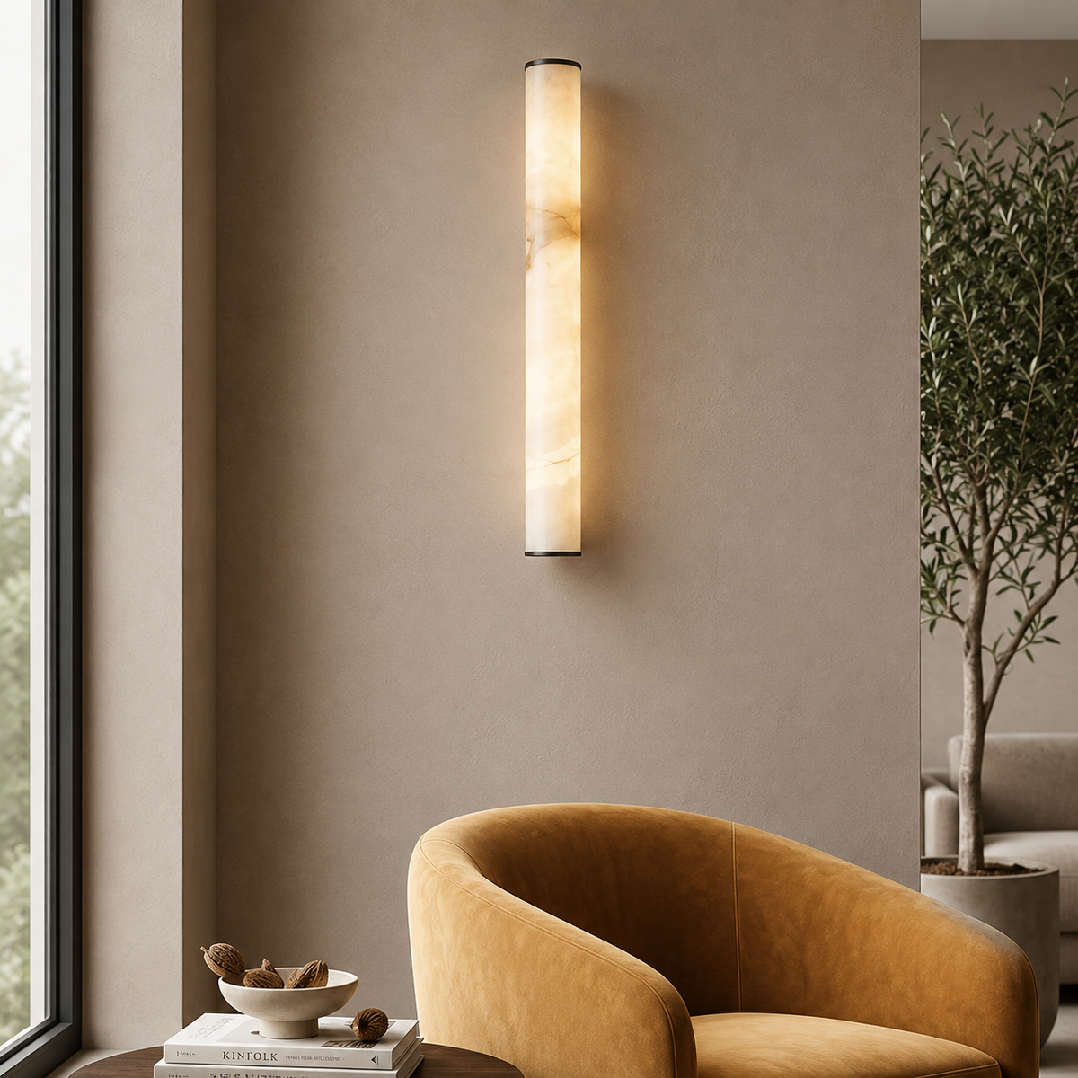 Cylindrical Marble Wall Light – Minimalist LED Lighting