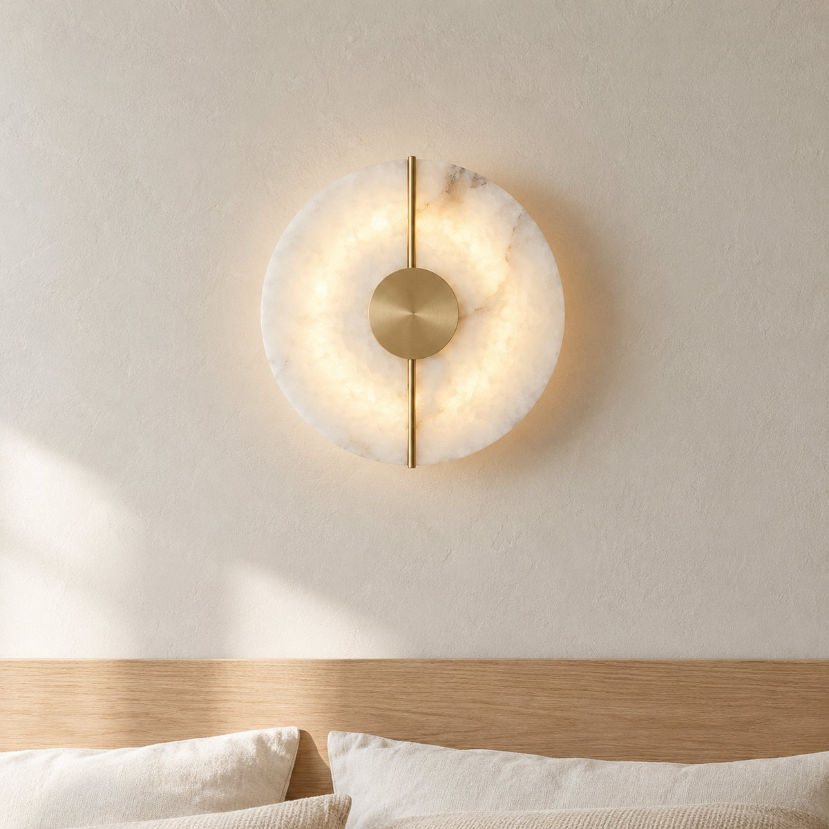 Minimalist Circular Alabaster Marble LED Wall Light