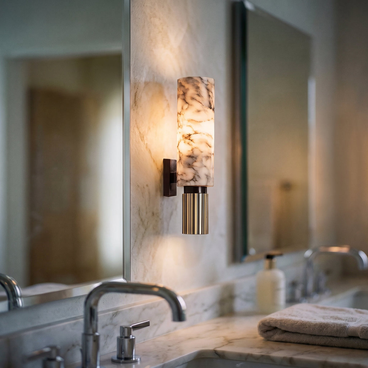 Copper Stone Wall Light – Elegant Marble and Copper Lighting