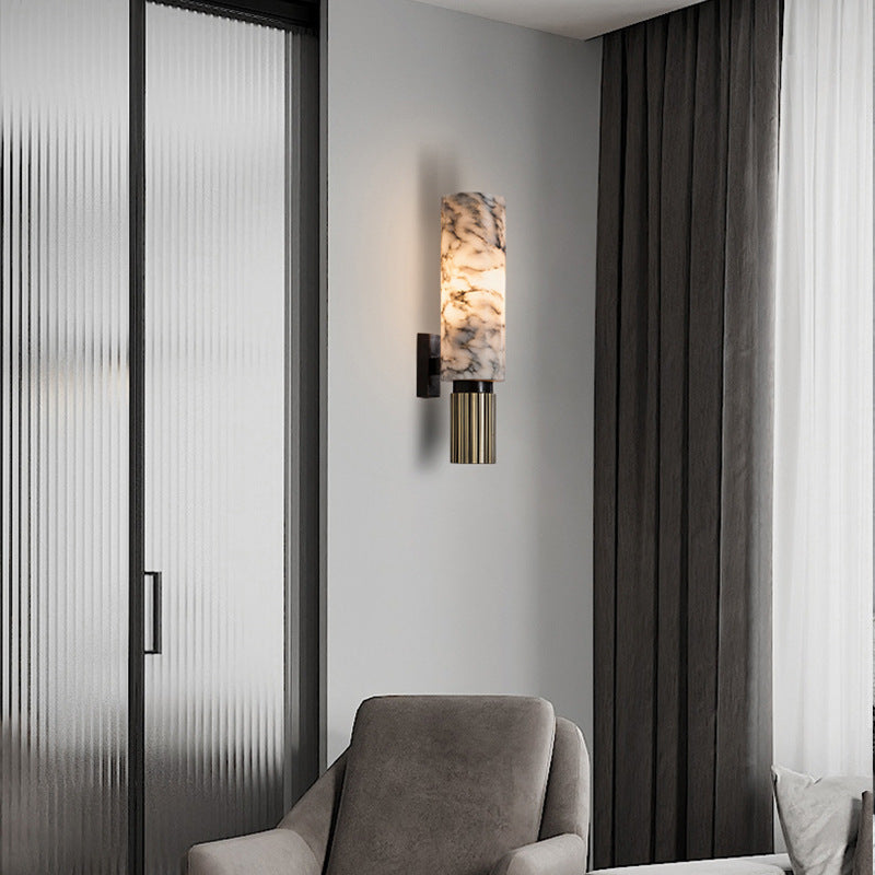 Copper Stone Wall Light – Elegant Marble and Copper Lighting