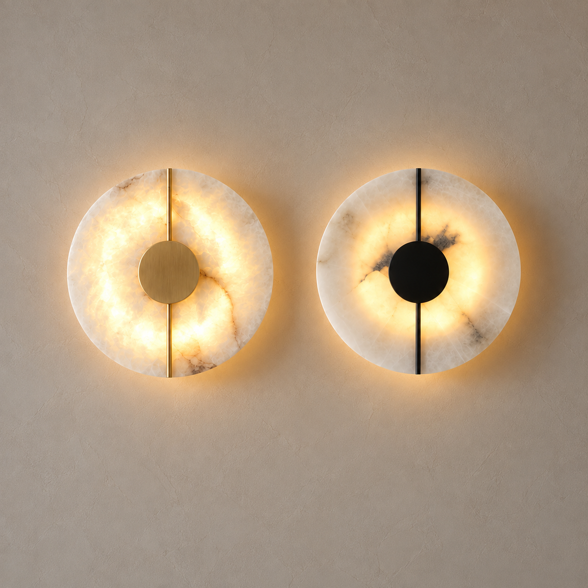 Minimalist Circular Alabaster Marble LED Wall Light