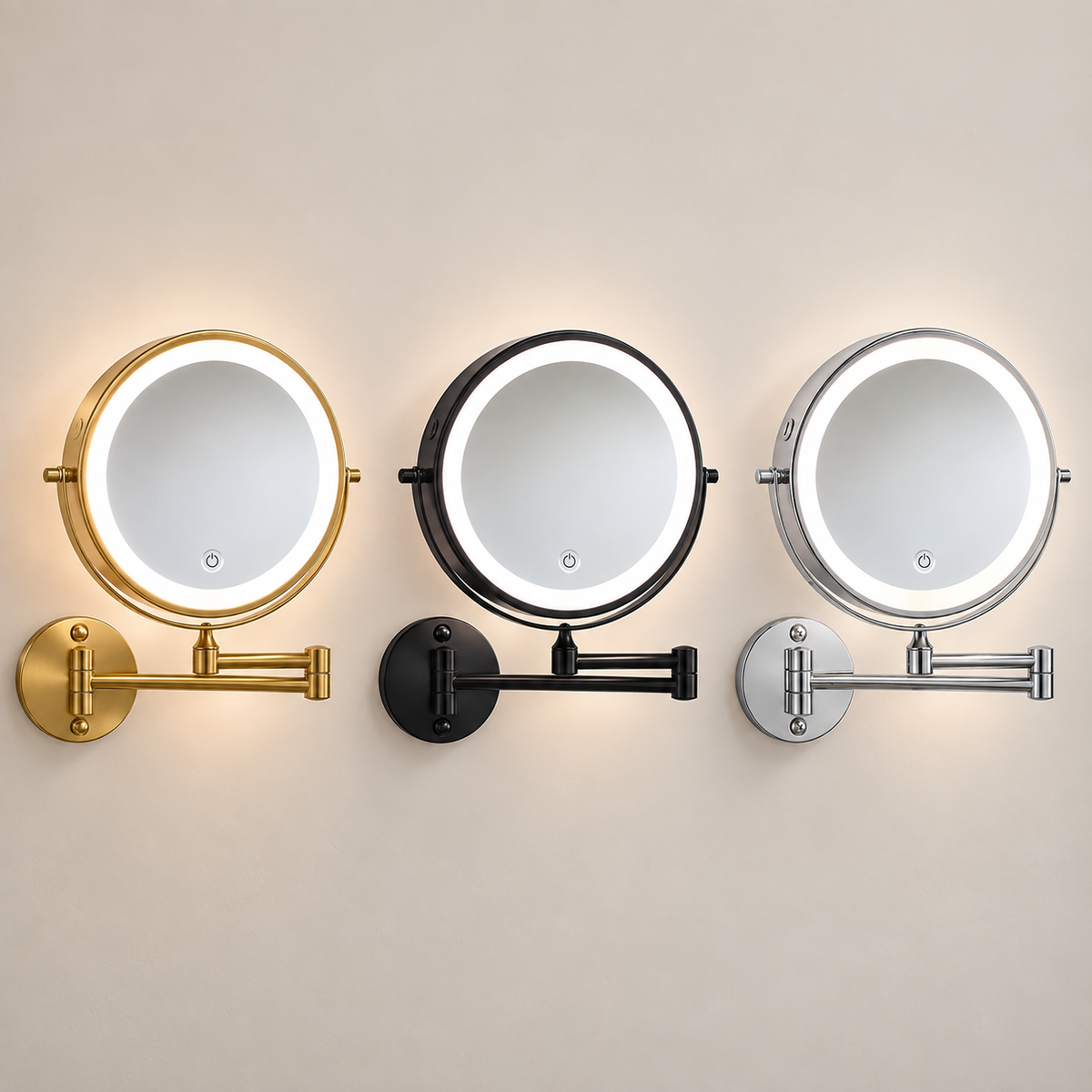Round LED Vanity Mirror Wall Light – Adjustable Bathroom Lighting