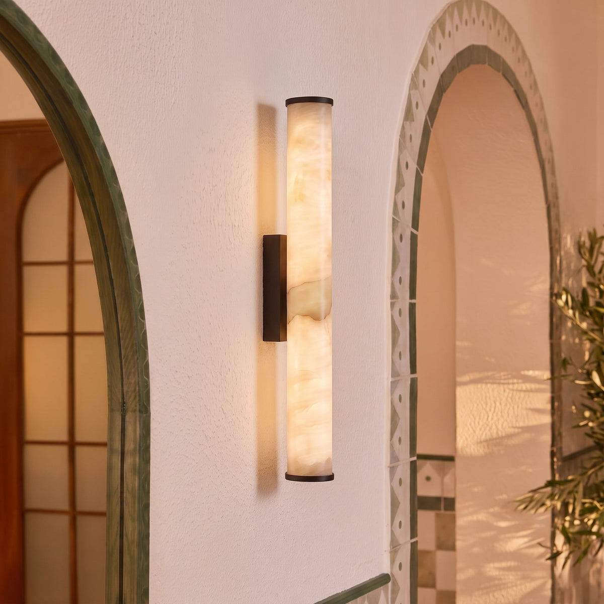 Cylindrical Marble Wall Light – Minimalist LED Lighting
