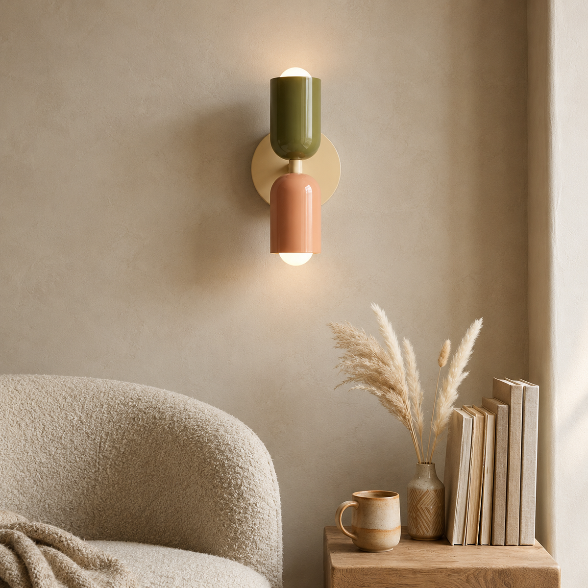 Scandinavian Colorful Wall Light – Dual-Shade Accent Lighting