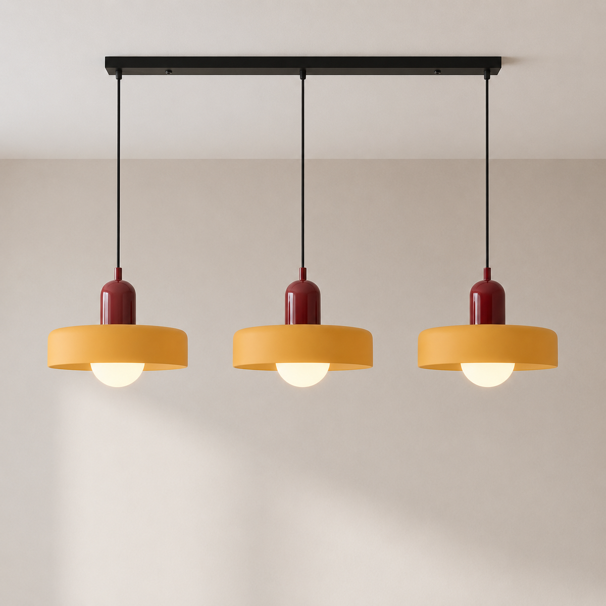 3-Head Bauhaus Colored Glass Pendant Light – Modern Retro Hanging Lighting