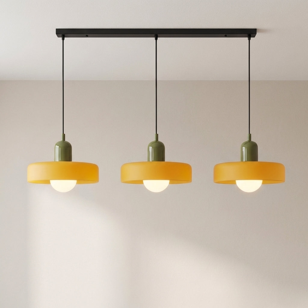 3-Head Bauhaus Colored Glass Pendant Light – Modern Retro Hanging Lighting