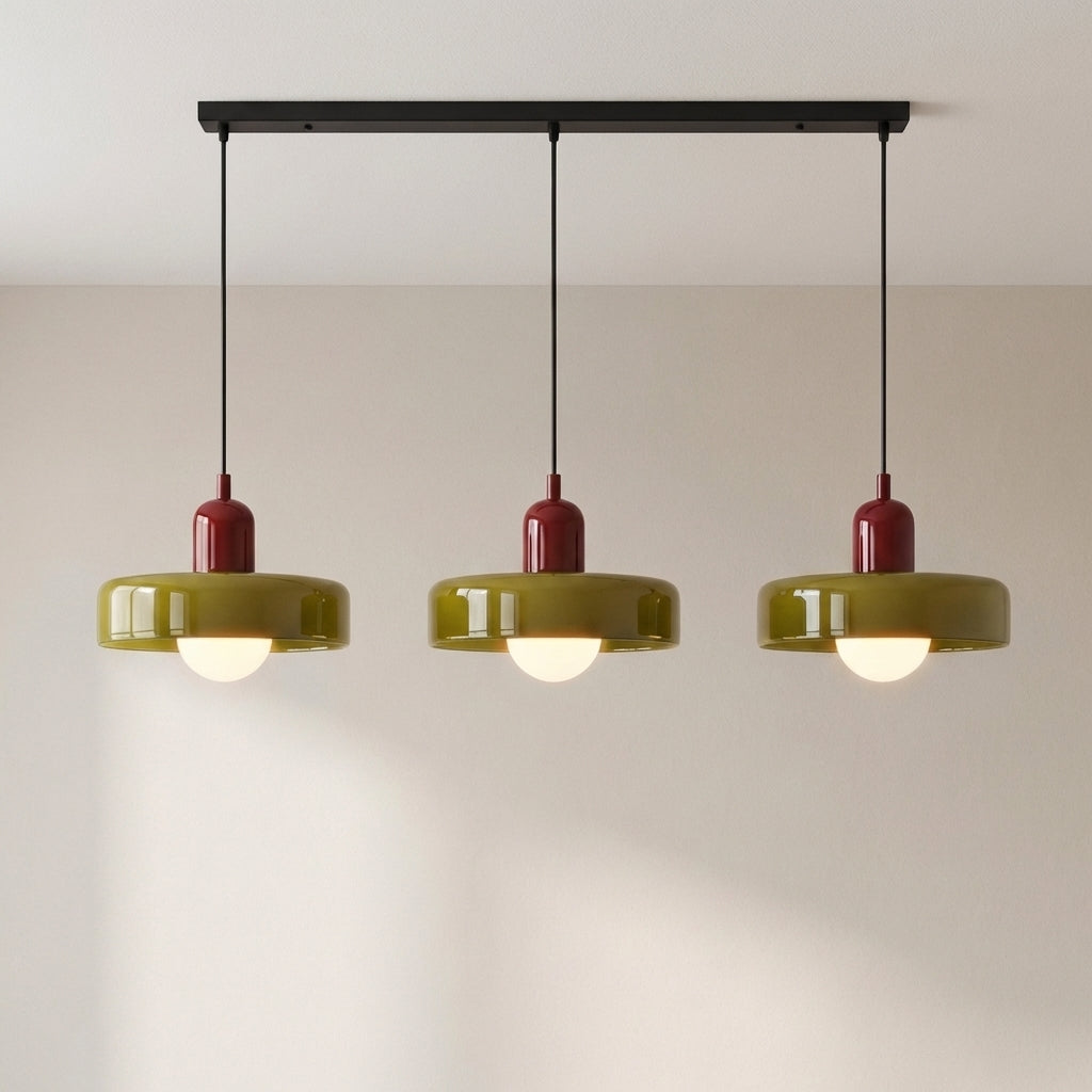 3-Head Bauhaus Colored Glass Pendant Light – Modern Retro Hanging Lighting