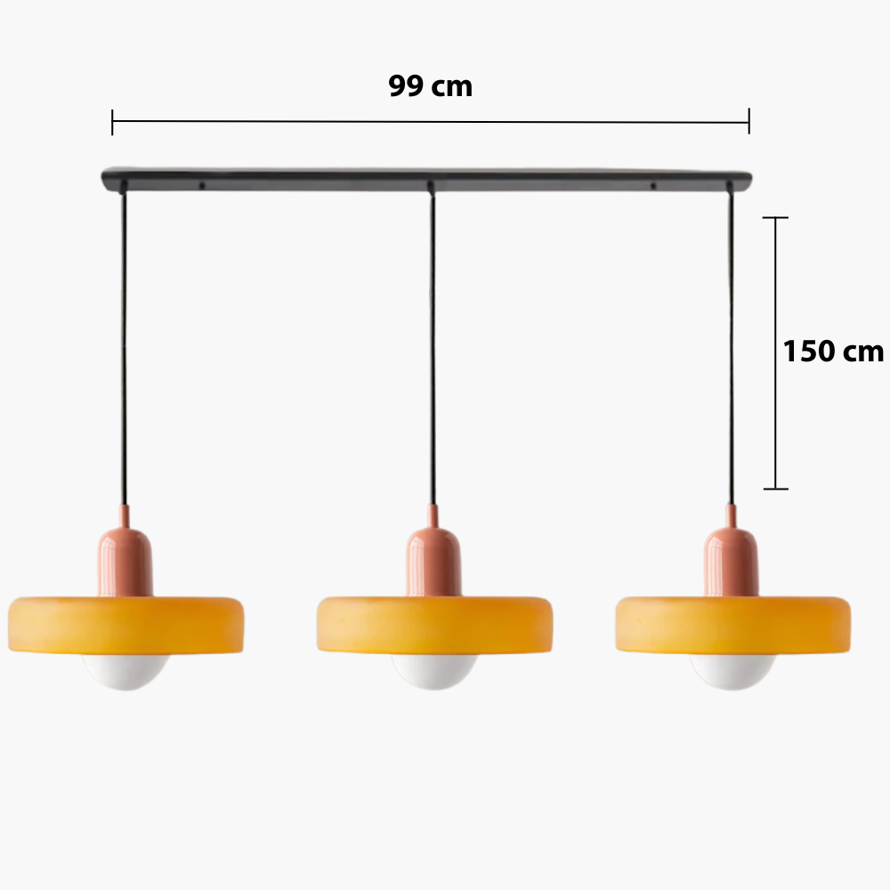 3-Head Bauhaus Colored Glass Pendant Light – Modern Retro Hanging Lighting