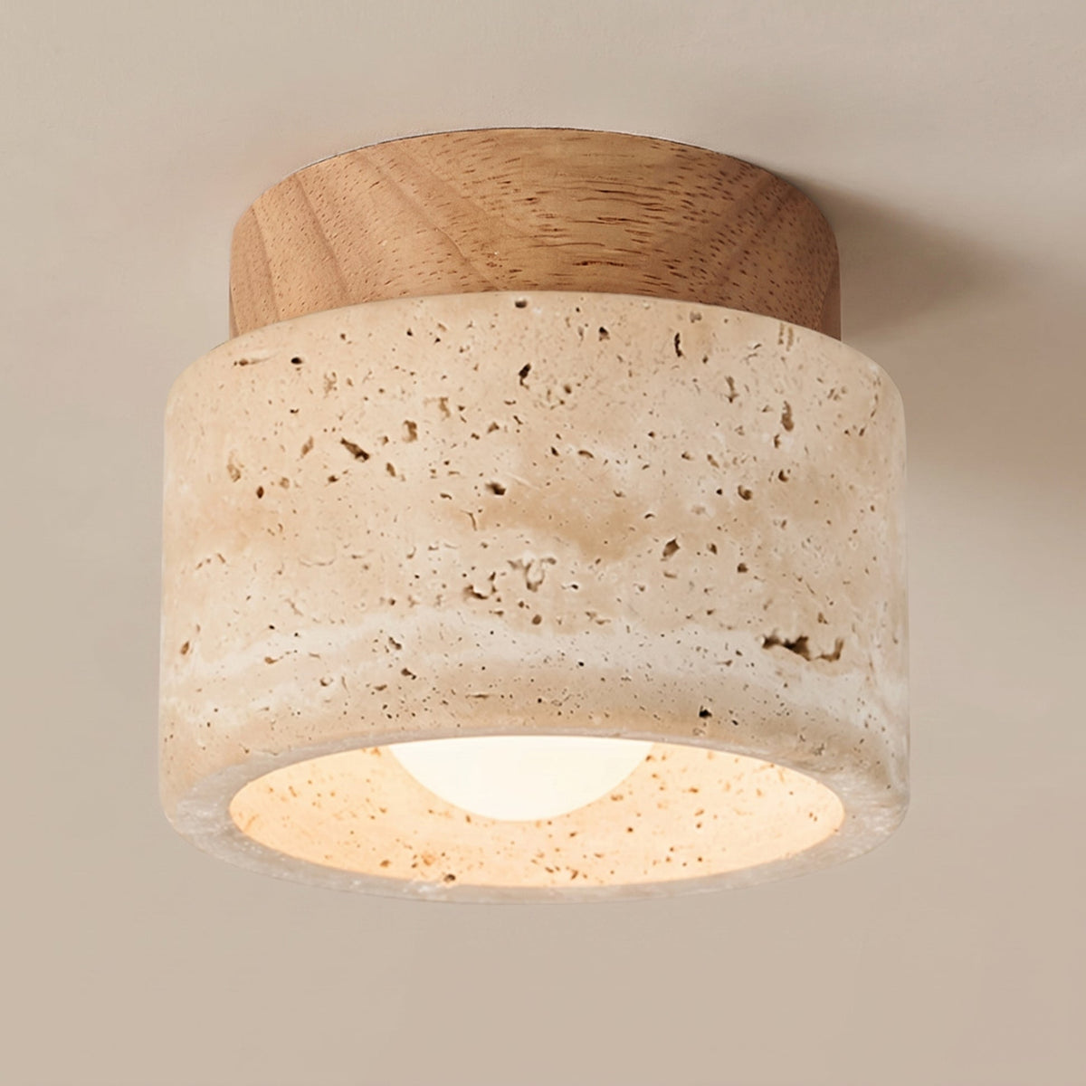 Scandinavian Natural Travertine Flush Mount LED Ceiling Light