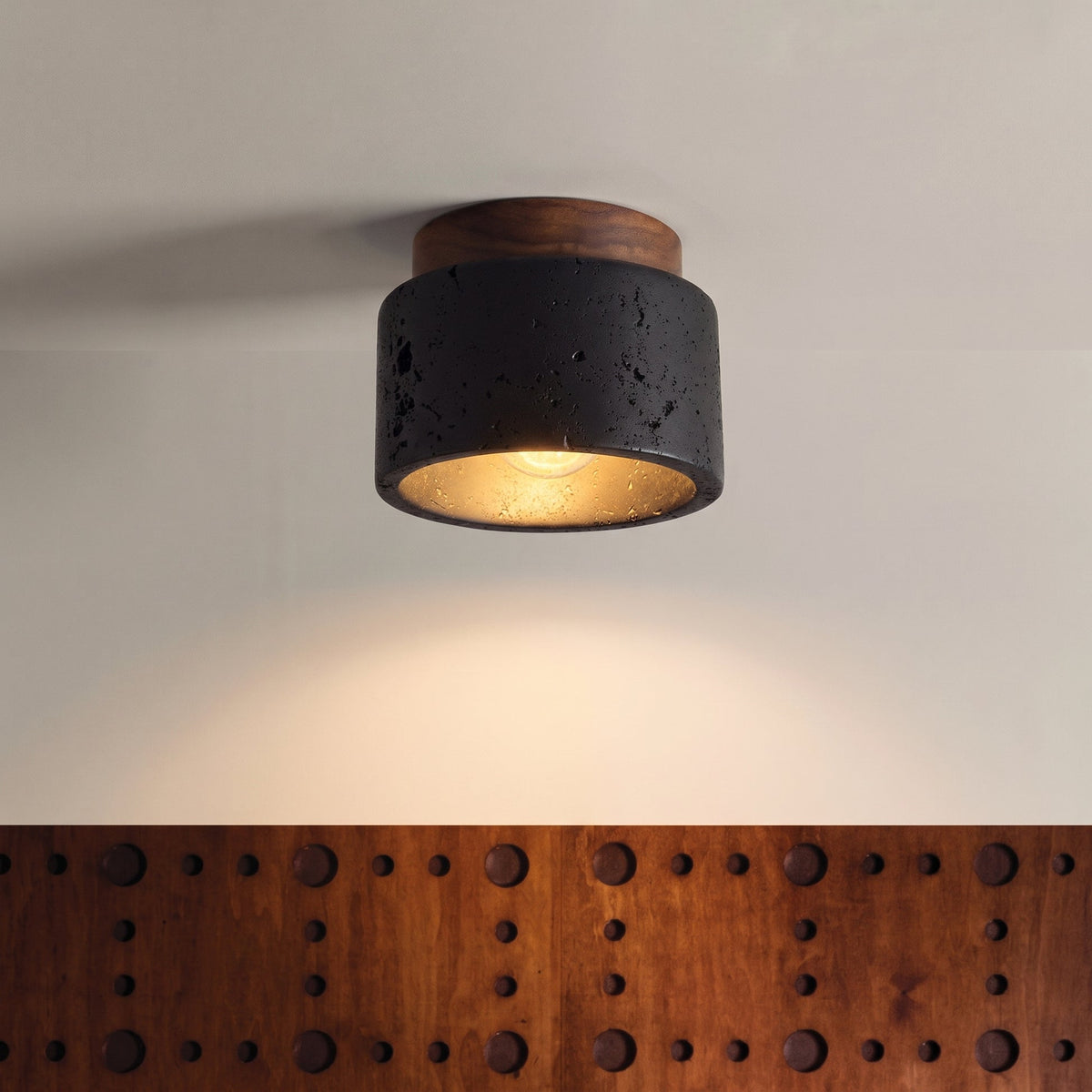 Scandinavian Natural Travertine Flush Mount LED Ceiling Light