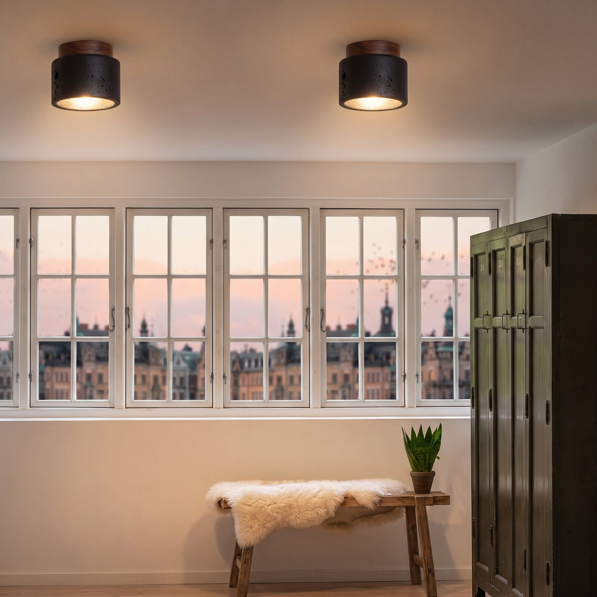 Scandinavian Natural Travertine Flush Mount LED Ceiling Light