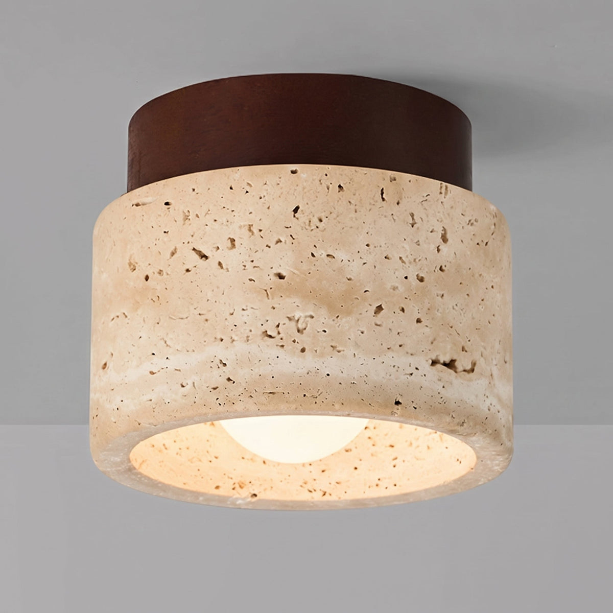 Scandinavian Natural Travertine Flush Mount LED Ceiling Light